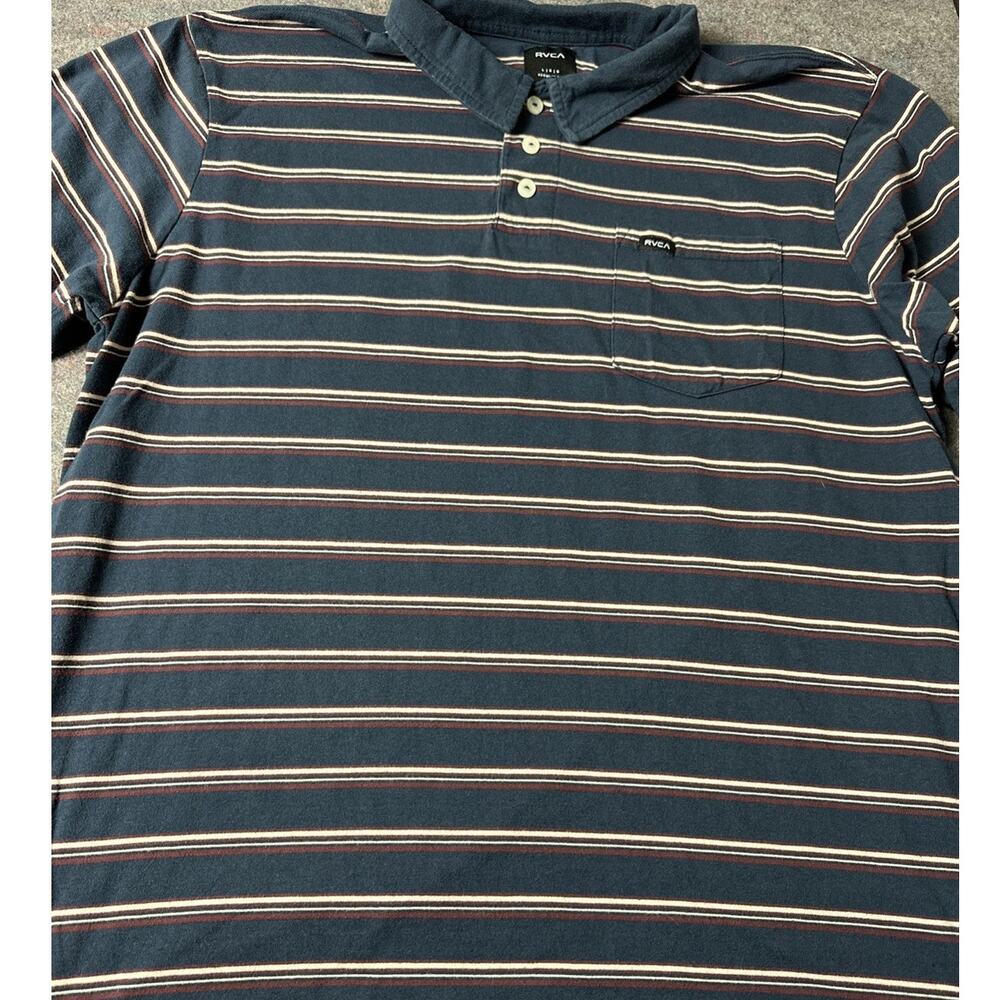 RVCA short Sleeve Polo Cassidy Striped Navy Size Large Regular Fit